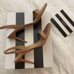 Aquazzura So Nude Sandal 85 in “Powder Pink” Nude Beige Napa Leather Size 41